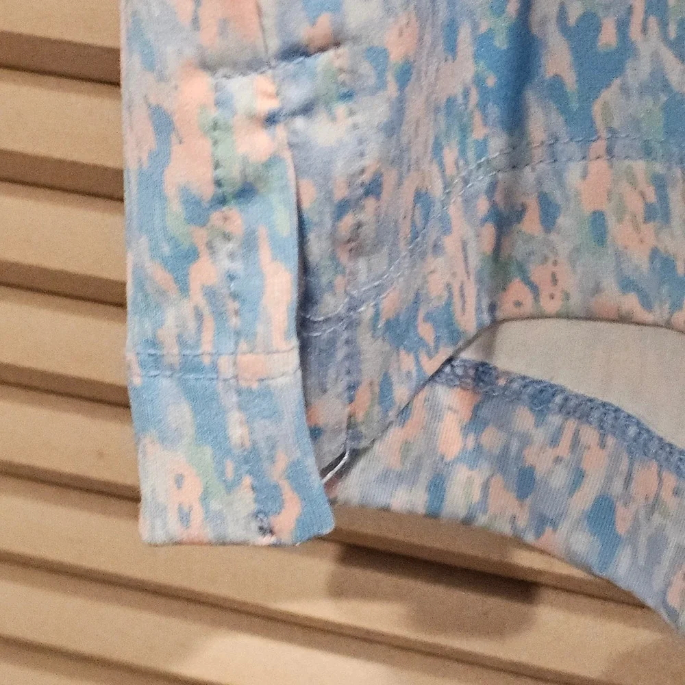 Bad Birdie‎ Mens XL Golf Polo Blue Peach Abstract Print Short Sleeve Performance